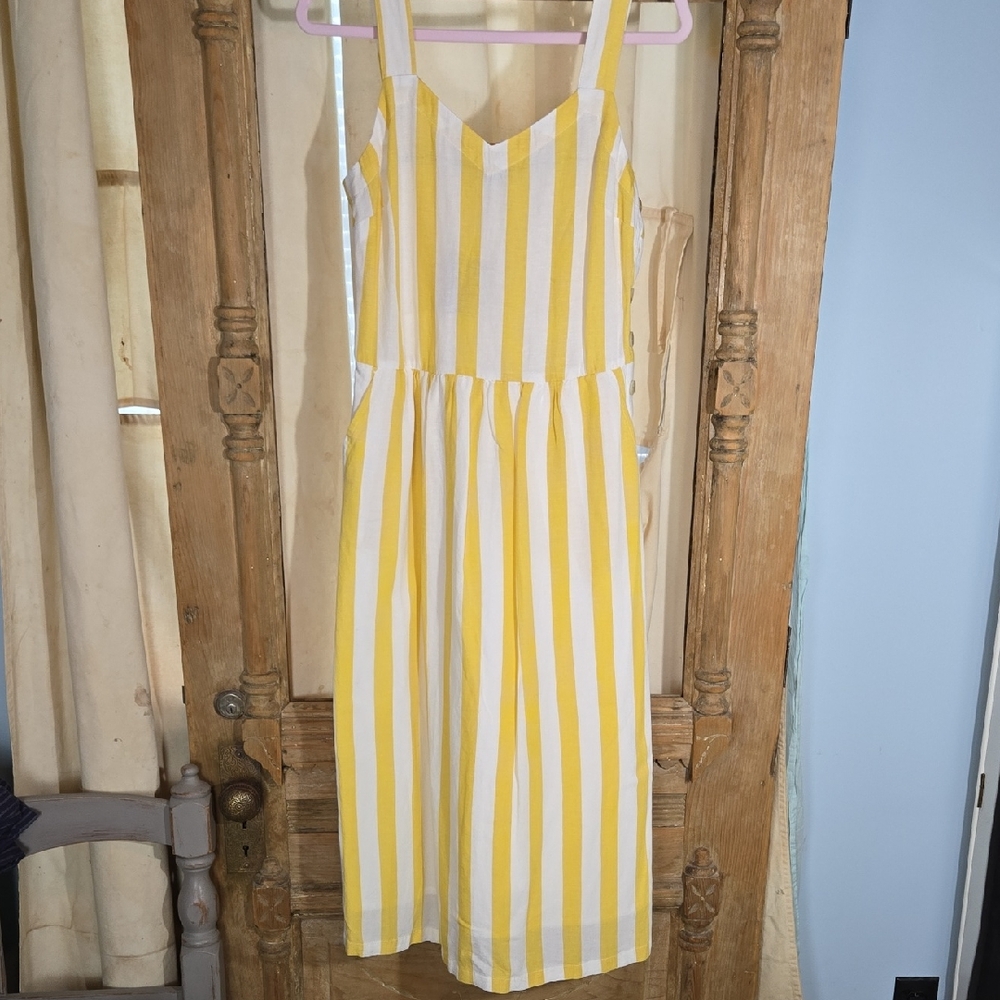 Joules " Macey" Yellow and White Striped Sundress Size 6 - Picture 3 of 12